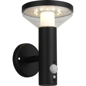 Maclean / Solar LED-wandlamp met schemeringsbewegingssensor / Zwart