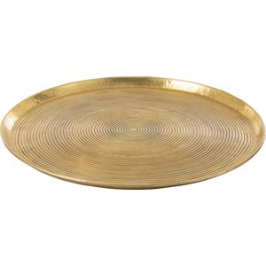 J-Line Rond Rigen plateau - dienblad - metaal - goud - extra large - woonaccessoires