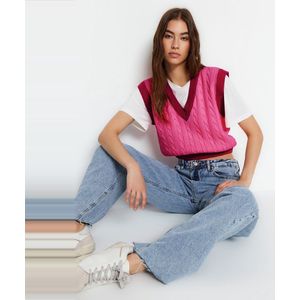 Trendyol - Twoaw22Bz0060 - Crop Hair Knit Trui - Petrol