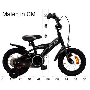 2Cycle Biker kinderfiets 12 inch (2 tot 4 jaar) voor jongens zwart