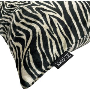 Zippi Design Zebra Art Sierkussen groot 55x55 cm Velvet, Luxe (veren vulling) kleur zwart/wit Zebra dierenprint