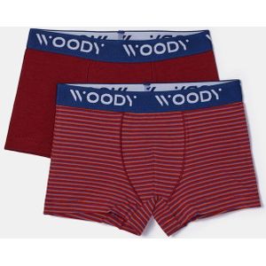 Woody Jongens boxer set bordeaux + stree - maat 152/12J