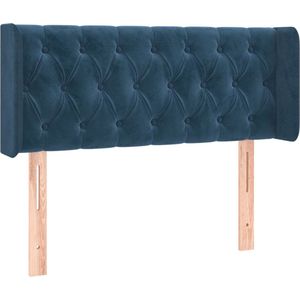 vidaXL - Hoofdbord - met - randen - 103x16x78/88 - cm - fluweel - donkerblauw