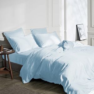 Slaaptextiel Bamboe Dekbedovertrek Blauw - 1-persoons (140 x 200/220 cm) - 100% Bamboe Viscose - Duurzaam - Super zacht