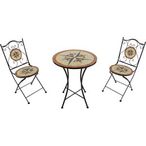 AXI Amélie 3-delige Moza�ïek Bistroset Windroos Multikleur – Metalen frame met keramische tegel – Balkon set 2 stoelen en tafel
