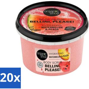 Organic Shop - Body Scrub Watermelon & Peach - Hydratatie en Frisheid - 250 ml - Bulkverpakking - 20 stuks