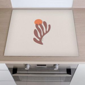 Inductiebeschermer geïllustreerd paars koraal | 65 x 52 cm | Keukendecoratie | Bescherm mat | Inductie afdekplaat
