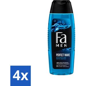 4 x Fa Men - Perfect Wave - 2 in 1 Douchegel & Shampoo - Menthol - 250 ml - Douchegel - Shampoo - Mannen - 2 In 1 - Menthol