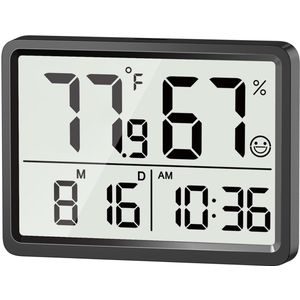 Digitale Thermometer en Hygrometer voor Binnen - Vochtigheidsmeter met Grote LCD-Cijfers en Multifunctionele Montage