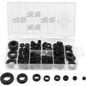 Rubber Grommet Assortiment - 180 Stuks - Doorvoerrubbers Kit - Draad O Ring Wasmachine Seal - Lekkende Kranen Slangen Reparatie - 1/4"" 5/16"" 3/8"" 7/16"" - (10 Maten) .