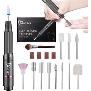 Dentect Elektrische Nagelvijl Zwart - Nagelfrees - Met Bitjes - Extra Opzetstukjes - Manicure Set - Pedicureapparaat