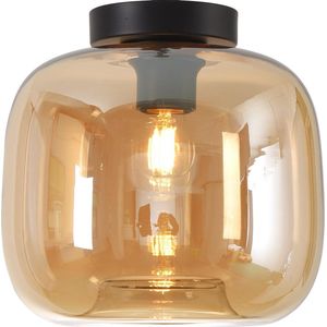 Plafondlamp Preston 24cm Amber - Ø24cm - E27 - IP20 - Dimbaar > plafoniere amber glas | plafondlamp amber glas | plafondlamp eetkamer amber glas | plafondlamp keuken amber glas | led lamp amber glas | sfeer lamp amber glas