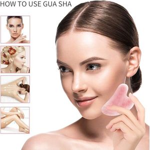 Gua Sha -Gua Sha Gezicht Lichaam -Gua Sha Rozenkwarts Jade -Gua Sha Gezichtsmassage Tool -Acupunctuur Anti Rimpel Massage Tool voor Gezicht, Ogen, Hals (Rozenkwarts)