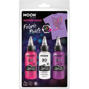 Moon Glow Textielverf Neon Uv 30ml. 3 Stuks roze/wit/paars