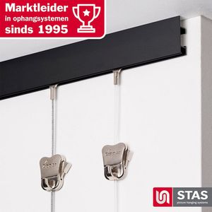 STAS - Cliprail Max - Ophangsysteem - Zwart - 150 cm - Complete Kit