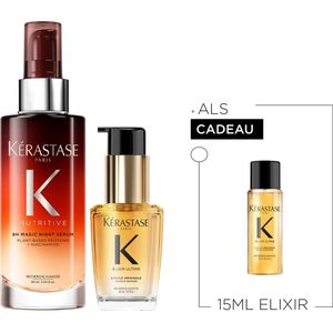 Kérastase Nutritive-Elixir Duo + Cadeau - Nutritive Leave-in Nachtserum 90ml & Elixir Ultime Haarolie 30ml met Arganolie + Elixir Ultime Olie 15ml Cadeau - Fijn, droog haar