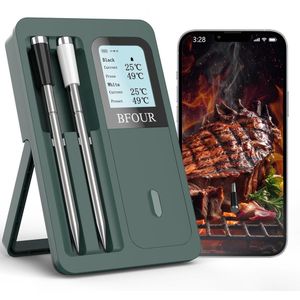 Draadloze Vleesthermometer met 2 Sondes - Bluetooth Barbecuethermometer met Groot LCD-Display en App-bediening