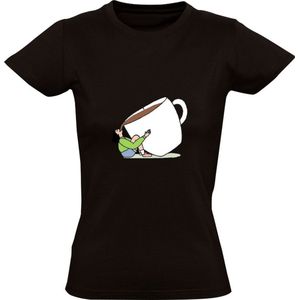 Grote koffie kop Dames T-shirt - warme drank - mok - cafeine
