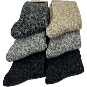 Marco Rossi Wollen Sokken - Geiten wol - Dikke sokken - Norweger - Thermosokken - Warme sokken - 6 Paar - Mix kleur - Maat 39-42