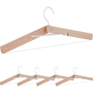 Relaxdays houten kledinghangers set van 5 - inklapbare kleerhangers - overhemden - stevig