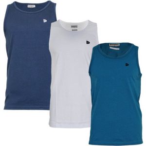 3-Pack Donnay - Muscle shirt (James) - Tanktop - Heren - Navy/White/Petrol (581) - maat M