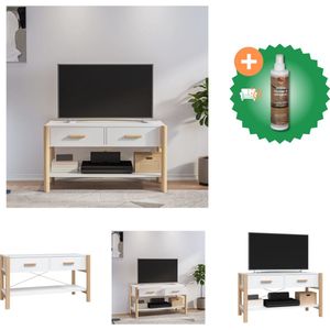 vidaXL Tv-meubel 82x38x45 cm bewerkt hout wit - Kast - Inclusief Houtreiniger en verfrisser