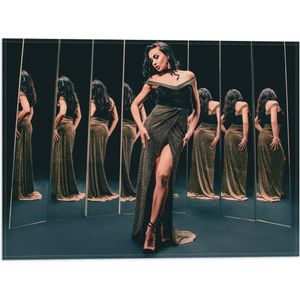 Vlag - Vrouw - Jurk - Glitters - Spiegels - 40x30 cm Foto op Polyester Vlag