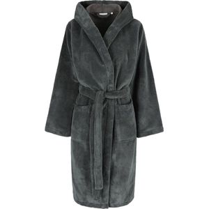 Casilin - Badjas Teddy voor Dames en Heren - Maat XXL - Voor Volwassen - Met capuchon - Badstof, Fleece, Katoen - Absorberend - Wasmachinebestendig - Donkergrijs