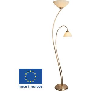 Vloerlamp Capri | 183 cm | 2 lichts | brons / bruin | staande lamp | eetkamer / woonkamer / eettafel | klassieke verlichting