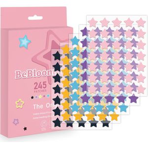 BeBlooming Star Pimple Patch- 245 Stuks - 5 Kleuren Ster Vorm - Acne Patch - Pimple Patches - Puisten Verwijderaar - Mee Eters Verwijderen