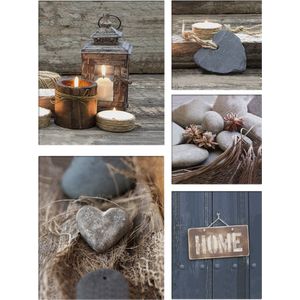 Graham & Brown - Home - Canvas set 5-delig - Blauw/bruin - 80x60 cm