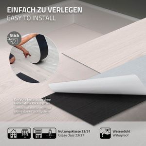 ML-Design Deluxe PVC vloer zelfklevende vinyl planken vinyl vloer 91,5 cm x 15,3 cm x 2 mm, dikte 2 mm, 11,15m²/80 planken, witte eik, houtlook, antislip, waterbestendig, eenvoudige installatie