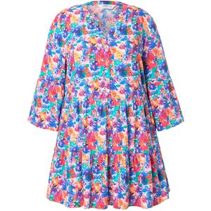 Angel of Style Angel of Style - Dames - Lange tuniek Classic Fit bloemenprint - Salsarood - Maat 46