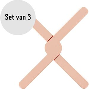 Krumble Pannenonderzetter - Opvouwbare Siliconen pannenonderzetter - Pan onderzetter - Pannenrooster - Opvouwbaar - Set van 3 - Roze