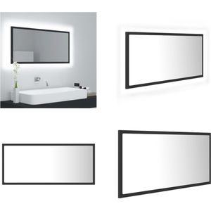 vidaXL Badkamerspiegel LED 90x8-5x37 cm acryl grijs - Spiegel - Spiegels - Badkamerspiegel - Badkamerspiegels