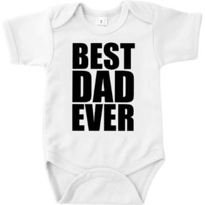 Vaderdag Cadeau - Romper Best Dad Ever - Maat 56 - Kleur Wit - 100% Katoen