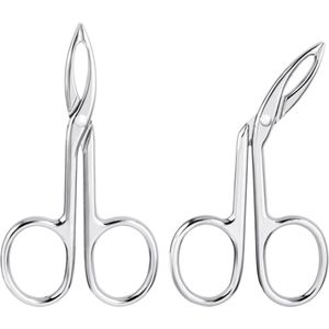 Set van 2 wenkbrauwpincetten met schaarhandvat, platte, rechte punt, haarverwijderaar, schuine punt, wenkbrauwverwijderaar van roestvrij staal voor haarverwijderaar, gezichtshaarverwijderaar en wenkbrauwverzorging.