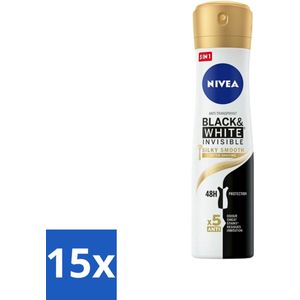 Nivea - Deodorant - Spray - Black & White Invisible Silky Smooth - 150 ml - Bulkverpakking - 15 stuks