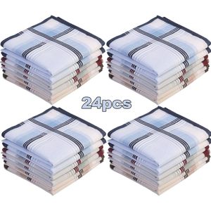 Katoenen zakdoeken voor heren, 24 stuks - 16'' geruite zakdoeken voor heren, klassieke gemengde verpakking met zakdoeken