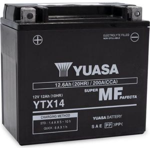 YUASA motor accu - YTX14 - 12v / 12 Ah - onderhoudsvrij