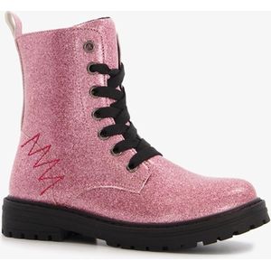 Blue Box meisjes veterboots roze met glitters - Maat 24 - Uitneembare zool