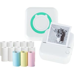 Thermische printer Complete Set met 13 verschillende Navullingen in een Handige Opbergtas met Rits - Mini Printer - Pocket Printer - Printer voor Mobiel - Papier - Stickers - USB oplaadbaar