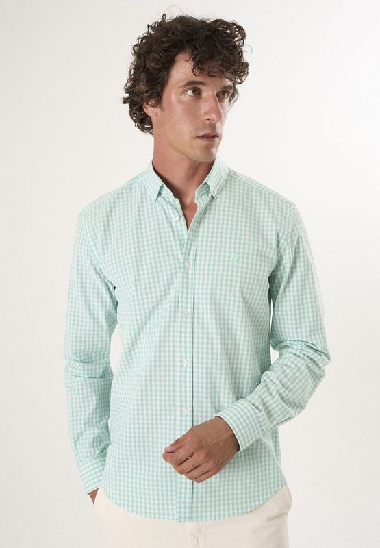 Felix Hardy - Geruit Overhemd - Groen - 100% Katoen Heren
