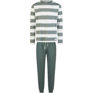 Phil & Co Heren Pyjama Set Lang Groen Gestreept - Maat M