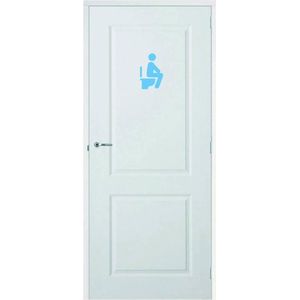 Deursticker Man Op Wc - Lichtblauw - 32 x 50 cm - toilet raam en deur stickers - toilet