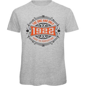 1922 The One And Only | Feest Kado T-Shirt Heren - Dames | Antraciet - Oranje | Perfect Verjaardag Cadeau Shirt | Grappige Spreuken - Zinnen - Teksten | Maat 3XL