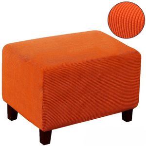 Vierkante voetenbankhoes, stretch voetenbankhoes, wasbaar, superzachte universele poefhoes met elastische onderkant, antislip voetenbank, jacquard hoezen, maat S: Lengte 60-75 cm Breedte 40-55 cm Hoogte 35-45 cm