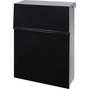 Brievenbus van Verzinkt Staal -Moderne Wandbrievenbus voor Buiten met Beschermklep en Slot - Zwart