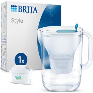 BRITA Style Cool Waterfilterkan met 1 stuk MAXTRA PRO ALL-IN-1 Filterpatroon - 2,4L - Blauw - (SIOC) Duurzaam verpakt voor minder afval | Optimaal Hydrateren met Brita Maxtra Filter voor Brita Waterfilterkan