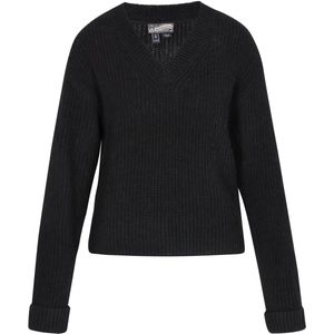 DreiMaster - Vintage - Trui - Zwart - Geribbeld Gebreid - V-hals